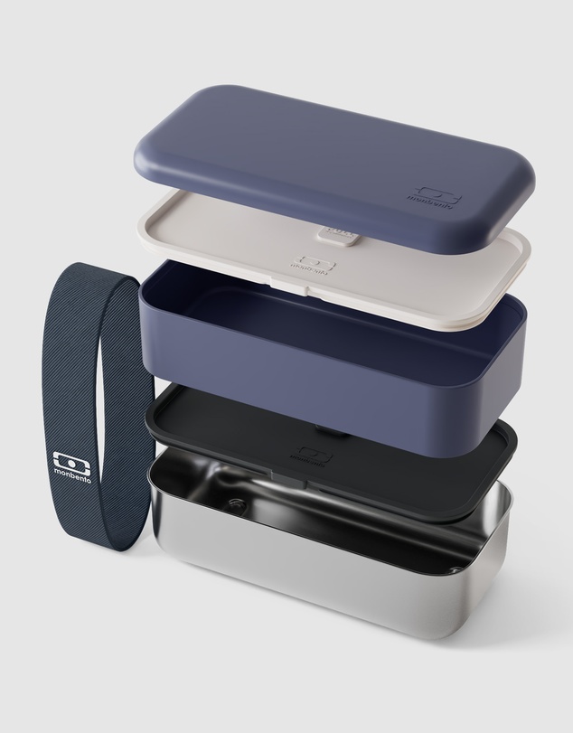 Monbento - Monbento Mb Sense Original The Two-Tier Metal Food Container Sense Original - Natural Blue