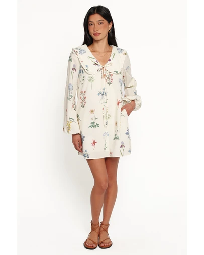 Petal & Pup - Tallyn Long Sleeve Mini Dress - Cream Floral