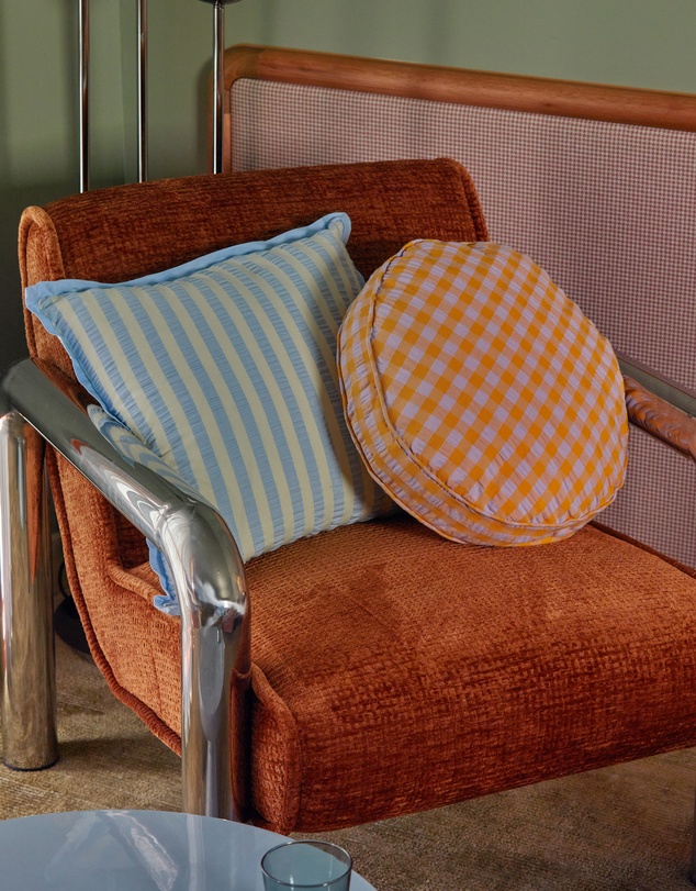 Mosey Me - Butter Blue Seersucker Square Cushion