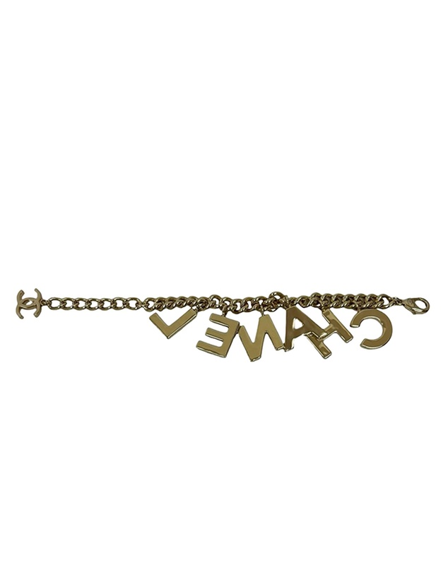 Pre-Loved by Azura Reborn - Pre-Loved CC Gold Plated Lacquered Logo Letter Charms Chain Bracelet