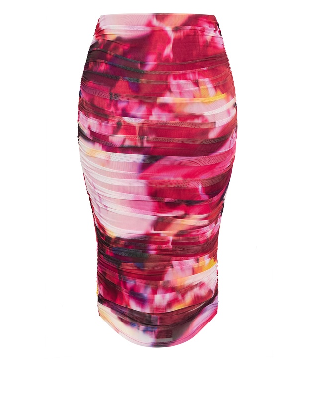 City Chic - Livia Ruched Print Skirt