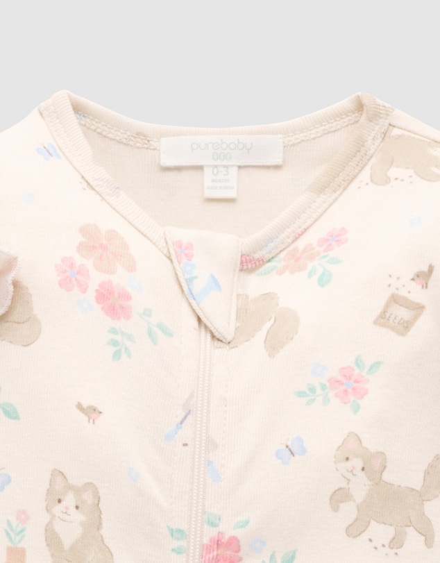 Purebaby - Printed Zip Growsuit-Kids-Babies