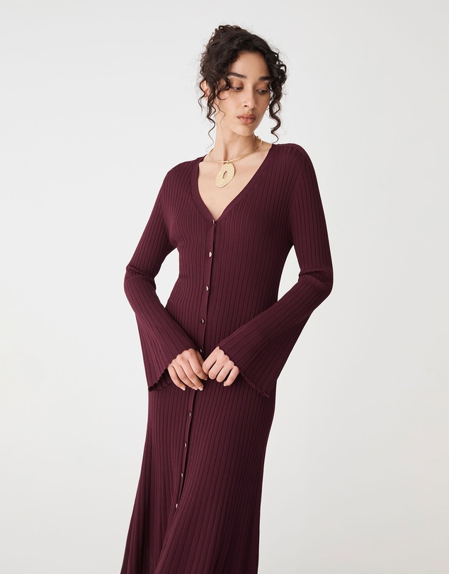 Forcast - Danica V-Neck Rib Knit Dress
