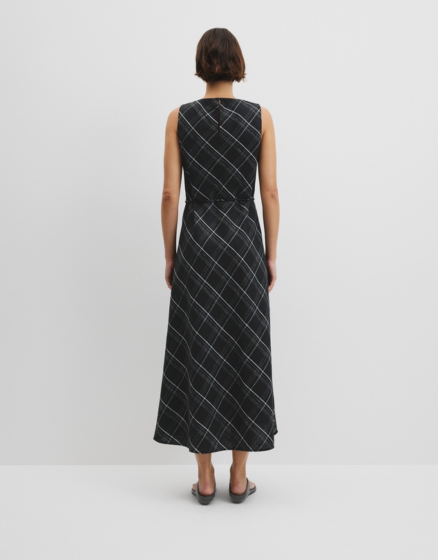 Country Road - Organically Grown Linen Check Maxi Dress
