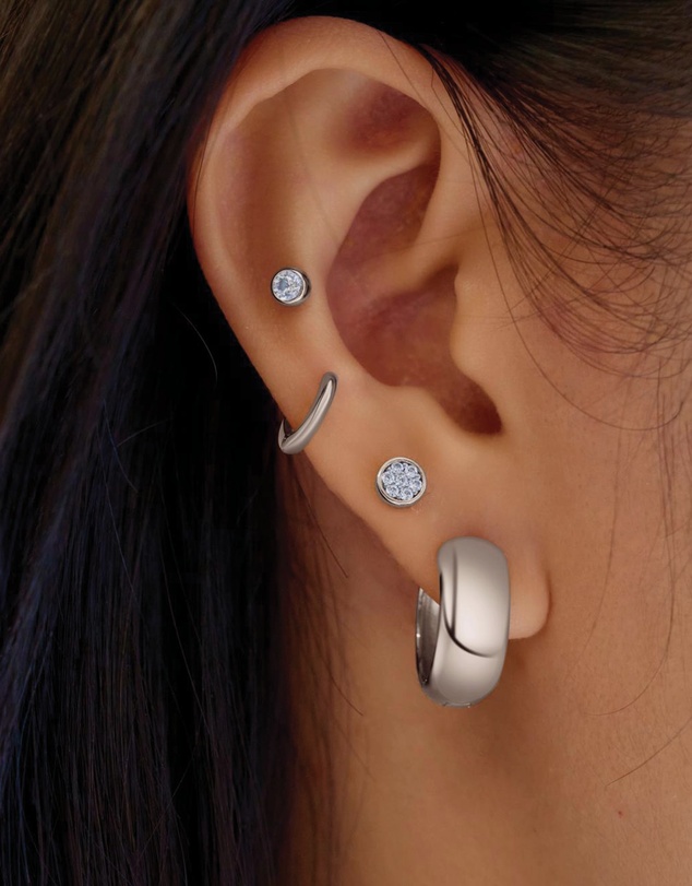 Ania Haie - Silver Small Pave Disc Stud Earrings