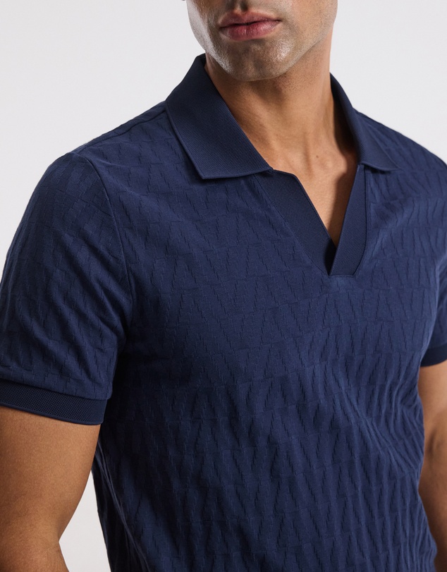 Calibre - Chevron Jacquard Polo Mid Blue