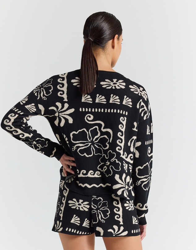 Poolside Paradiso - Jamaica LS Knit Top - Black