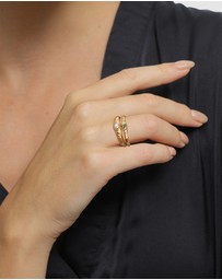 Elli Jewelry - Ring Set Organic Emerald Pearl 925 Sterling Silver