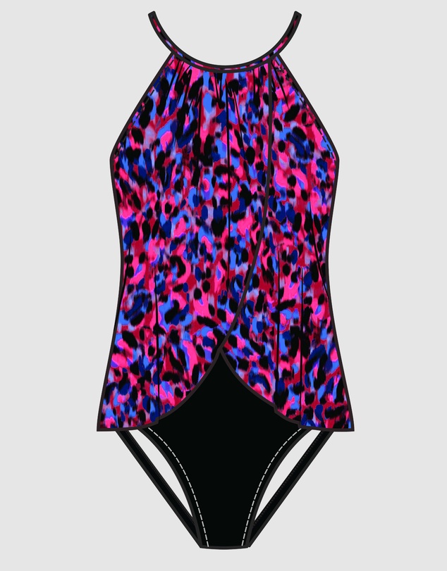 Magicsuit - Cherry Bomb Aubrey Draped High Neck Shaping Swimsuit