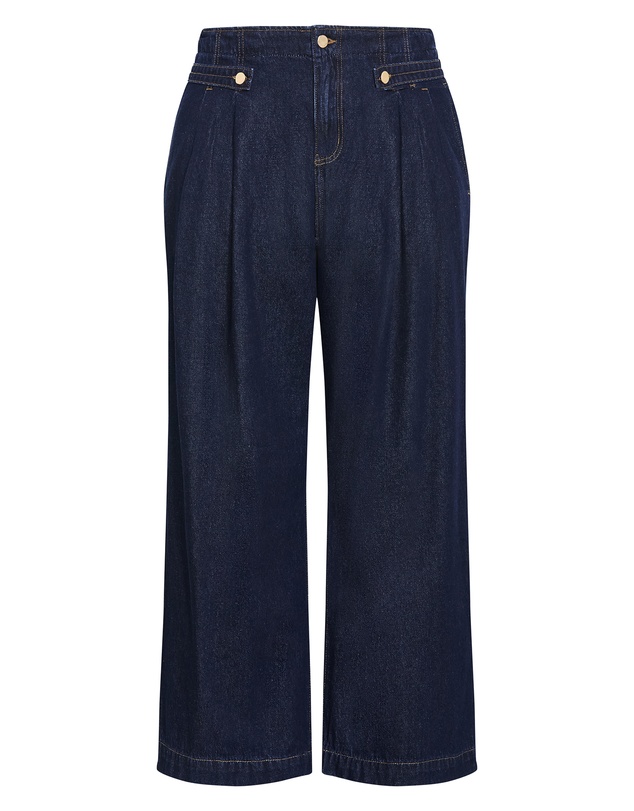 City Chic - Plus size Harley Fit Nova Wide Leg Short Jean - dark wash