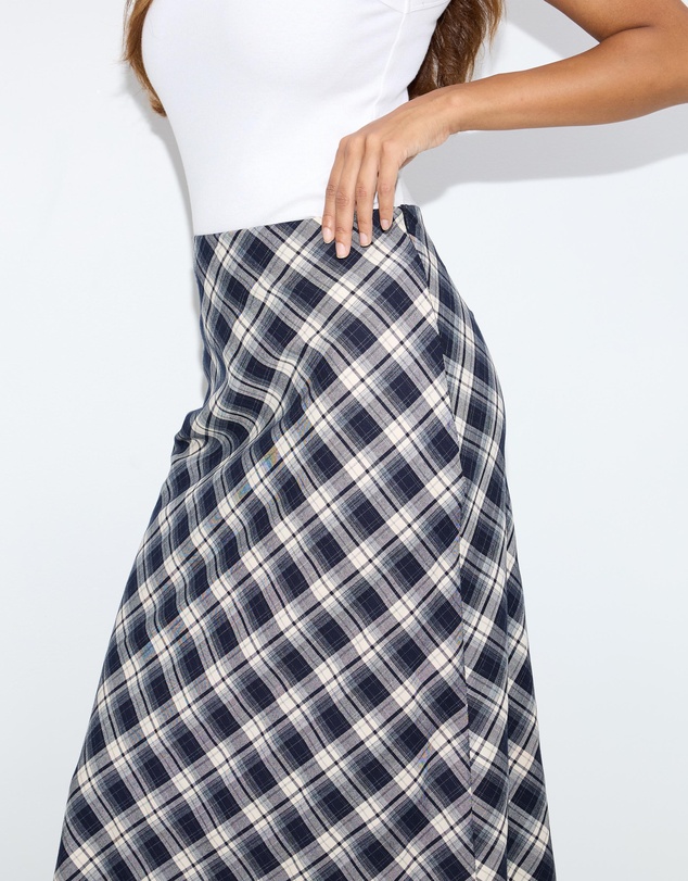Dazie - Bronte Bias Cut Check Maxi Skirt