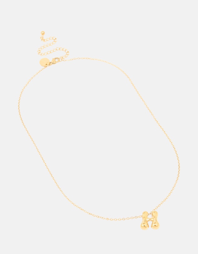 Lovisa - Waterproof Gold Plated Stainless Steel Large Bubble Letter H Necklace