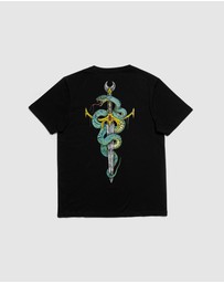 Fallen Footwear - Fallen Footwear Men Venom Cotton Tee Regular Fit Jumper Black/Green