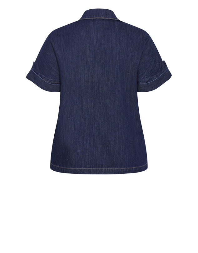 City Chic - Plus size Tilly Cotton Denim Shirt - dark wash