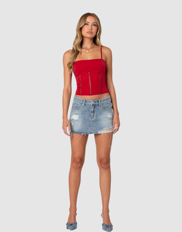 EDIKTED - Jennie ladder knit corset