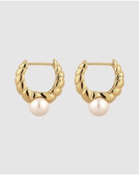Elli Jewelry - Earrings Women Creole Elegant White Pearl 925 Sterling Silver Gold Plated