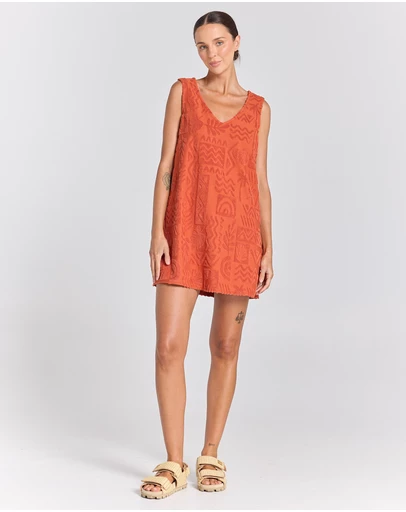 Poolside Paradiso - Mai Tai V Tunic Towelling Dress - Sienna