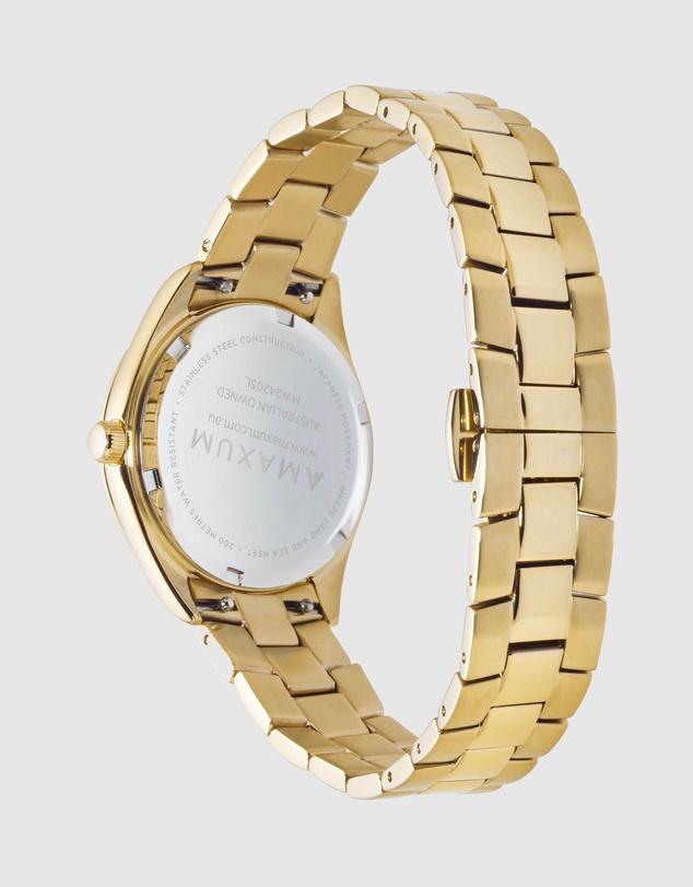 Maxum - Sydney - White Dial, Gold Tone Case & Bracelet