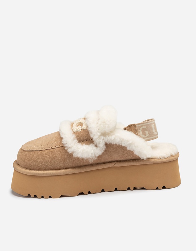 Ozwear Connection Uggs - Ugg Violet Shearling Platform Slipper (Elastic Logo) (Detachable Feature)
