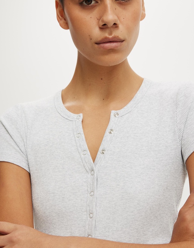Cotton On - Blake Rib Henley Short Sleeve