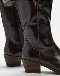 AERE - Rozalia Leather Cowboy Ankle Boots