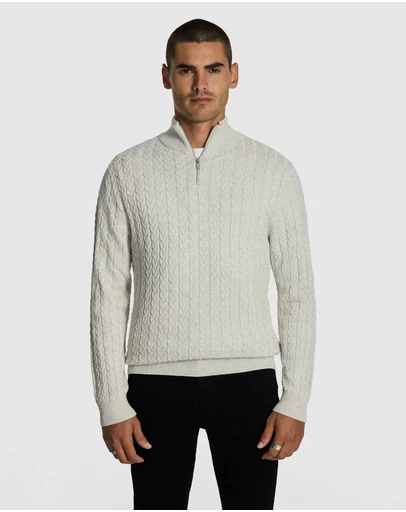 yd. - Eddie 1/4 Zip Cable Knit Jumper