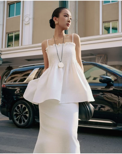 JUSTIN TONG - Ivory Linen Top