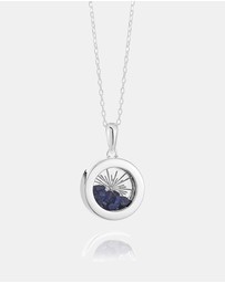 Rachel Jackson - Small Deco Sun Amulet September Birthstone Silver Blue Sapphire Necklace (Love and Loyalty)