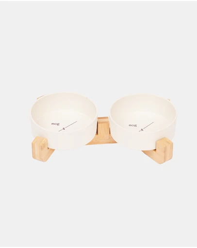 Mog & Bone - Double Bamboo Cat Bowl Natural