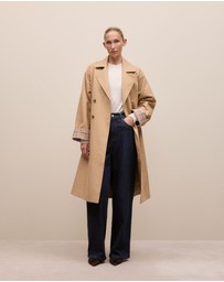 Trenery - Cotton Twill Cuff Detail Trench Coat in Tan