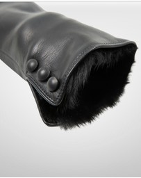 DENTS - Sophie Leather Gloves with Fur Cuffs Wool Lined
