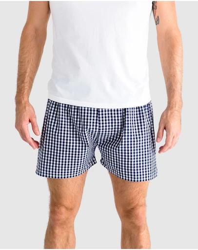 Sant And Abel - Men's Hepburn Gingham Navy Boxer Shorts