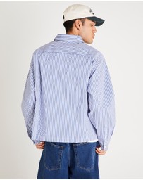 Black Noise White Rain - Miami Striped Long Sleeve Shirt