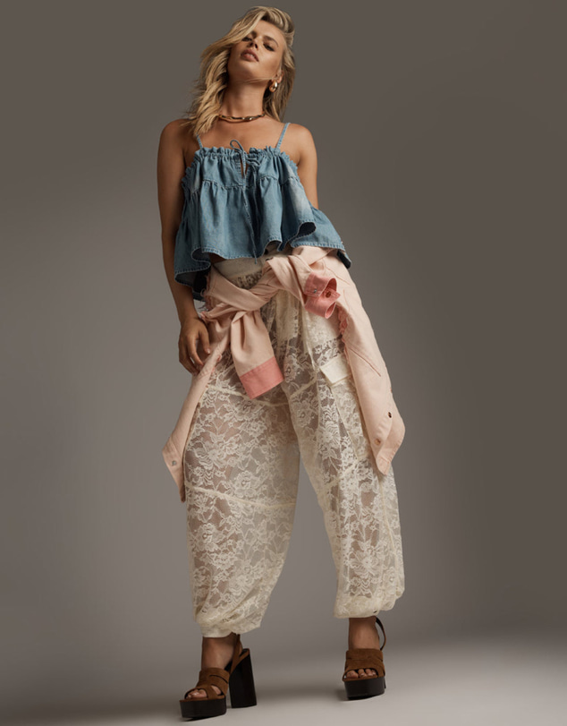 ONE TEASPOON - Savage Romance Utility Lace Pants - Vintage White