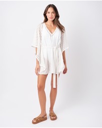 UNE PIECE - Scalloped Lace V-Neck Mini Kaftan