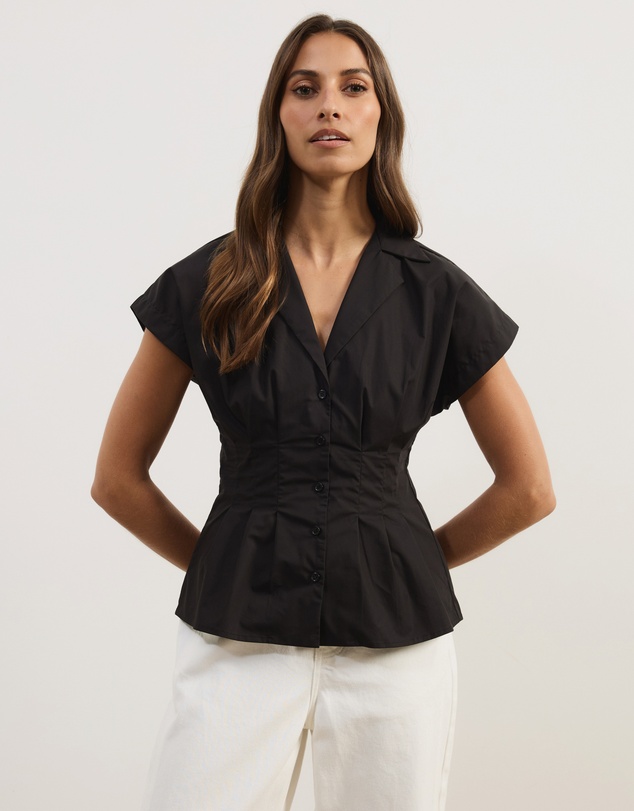 Atmos&Here - Marcy Pin Tuck Short Sleeve Shirt