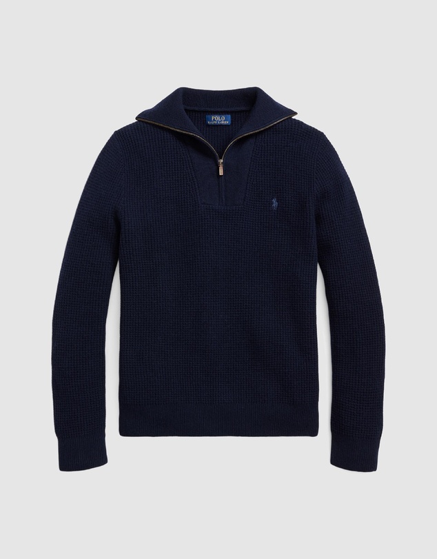 Polo Ralph Lauren - Waffle Wool-Cotton Quarter-Zip Sweater