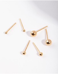 Lovisa - Gold Plated Sterling Silver Ball Earring Pack