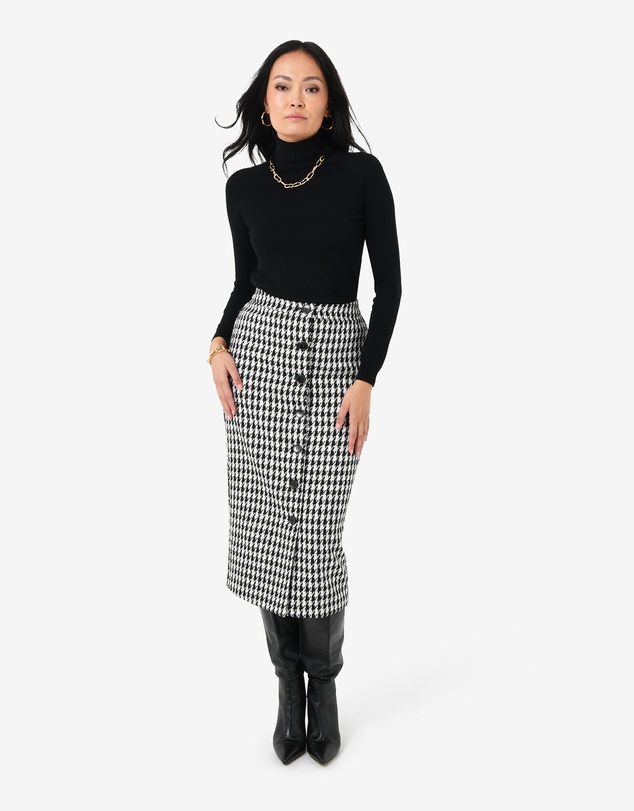 Forcast - Bennet Houndstooth Midi Skirt