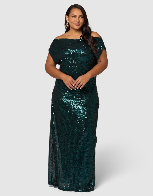 Pink Dusk by Curve Project - Platinum Nights Sequin Maxi Dress
