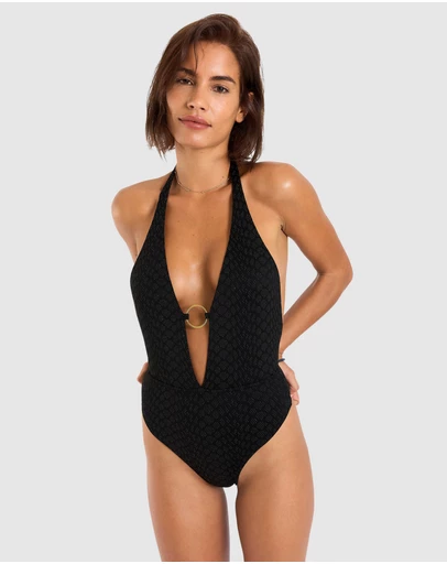 Banana Moon - Encanto Caititu Plunge Neck Backless Halter One-Piece Swimsuit