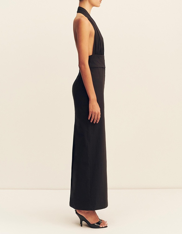 Shona Joy - Campbell Halter Plunged Maxi Dress