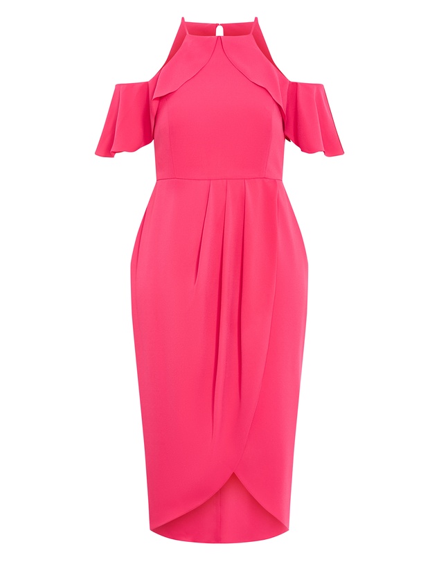 City Chic - Love Siren Ruffle Shoulder Dress