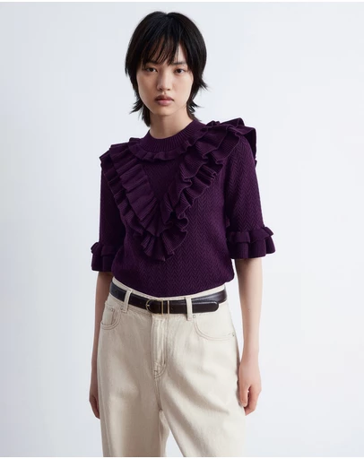 & Other Stories - Pointelle-Knit Ruffle Top
