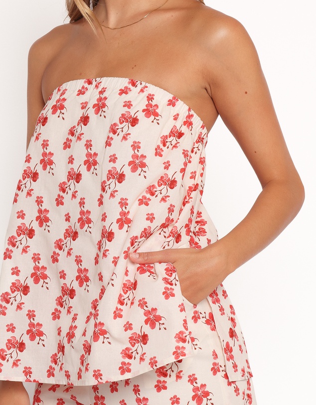 Petal & Pup - Juliana Strapless Playsuit - Red Blossom