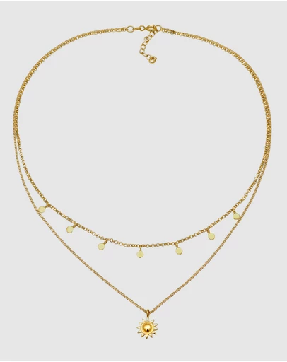 Elli Jewelry - Necklace Layer Sun 925 Sterling Silver Gold-plated