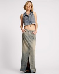 ONE TEASPOON - Dirty Blue Denim Column Skirt