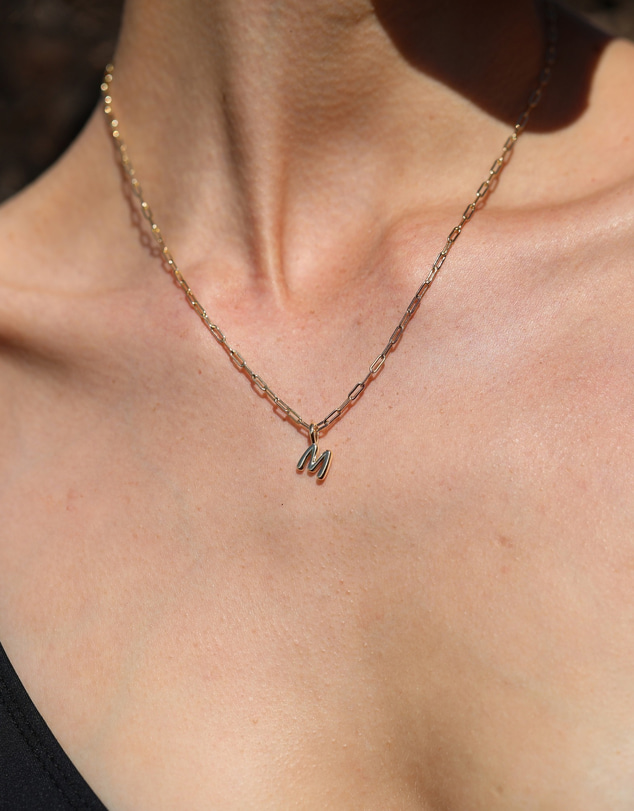 Luna Rae - Gold Vermeil - Paperclip Bubble Letter L Necklace