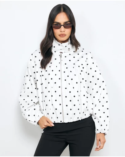 AERE - Polka Dot Funnel Neck Bomber