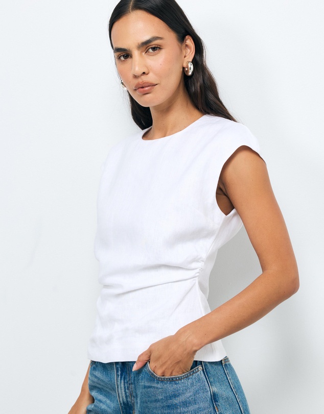 AERE - Lea Gathered Linen Top